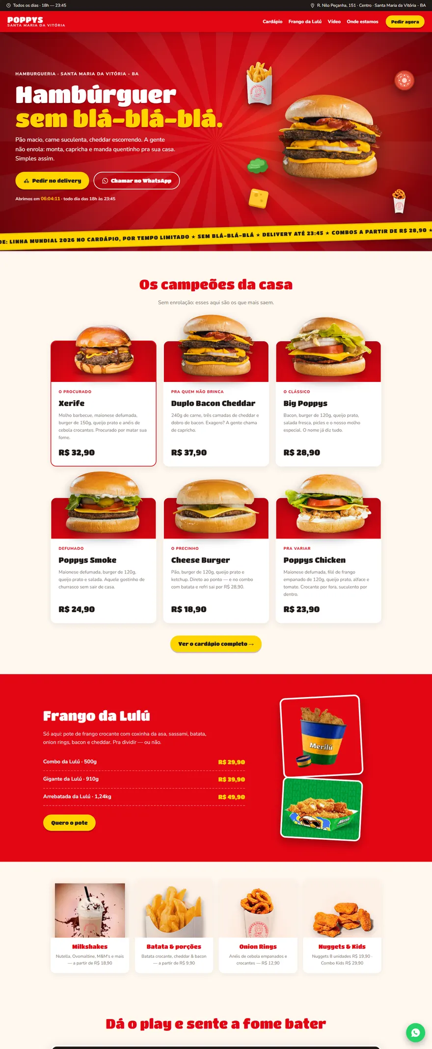 Site gerado para a hamburgueria Poppys